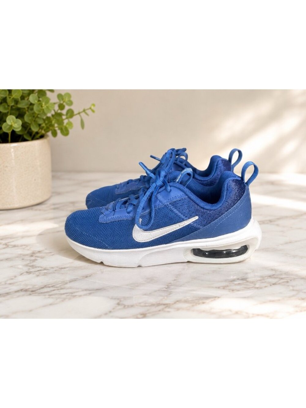 Nike Air Max Interlock Kids Navy Blue White Shoes Size 4.5Y